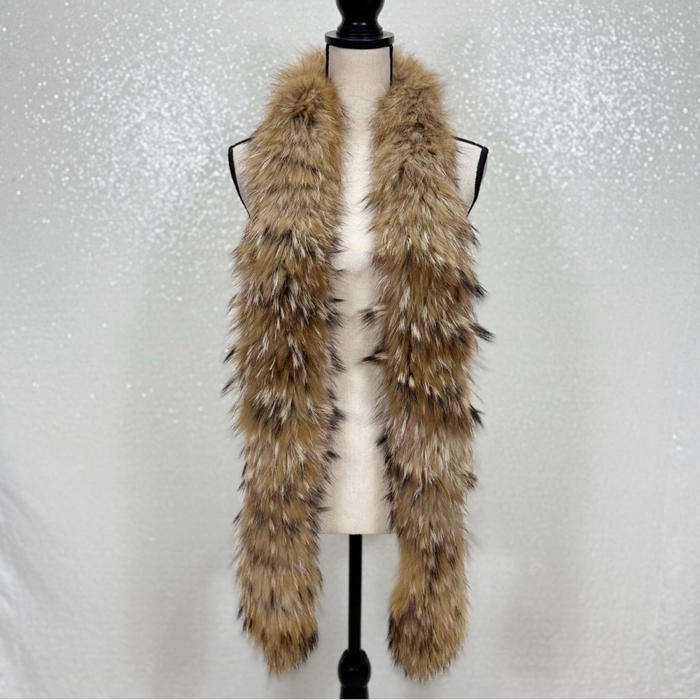 “Christian Dior Genuine Fur Stole Scarf Wrap • Tan/ black Fox Fur Scarf Boa - Picture 16 of 16